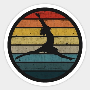 Dancer Silhouette On A Distressed Retro Sunset design Sticker